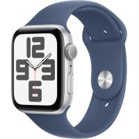 Apple Watch SE 2 44 мм (алюминиевый корпус, серебристый/синий деним, спортивный силиконовый ремешок M/L)