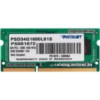 Patriot Memory for Ultrabook 4GB DDR3 SO-DIMM PC3-12800 (PSD34G1600L81S)
