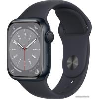 Apple Watch Series 8 41 мм (алюминиевый корпус, полуночный/полуночный, спортивный силиконовый ремешок S/M)