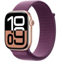 Apple Watch Series 10 46 мм (алюминиевый корпус, розовое золото/сливовый, нейлоновый ремешок)
