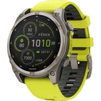 Garmin Fenix 8 Solar, Sapphire 47мм (титановый серый с желтым ремешком)
