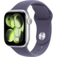Apple Watch Series 11 42 мм (алюминиевый корпус, серебристый/фиолетовый туман, спортивный силиконовый ремешок S/M)