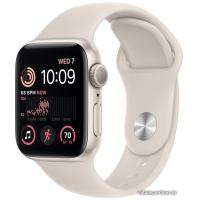 Apple Watch SE 2 40 мм (алюминиевый корпус, звездный свет/звездный свет, спортивный силиконовый ремешок S/M)