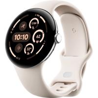 Google Pixel Watch 3 45 мм (полированное серебро/фарфор, спортивный силиконовый ремешок)