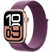 Apple Watch Series 10 42 мм (алюминиевый корпус, розовое золото/сливовый, нейлоновый ремешок)